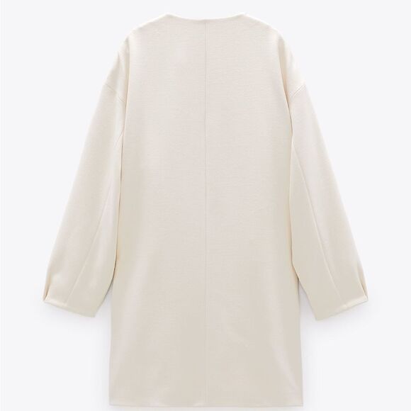 ZARA DOUBLE BREASTED BUTTONED COAT Ecru - Picture 4 of 7